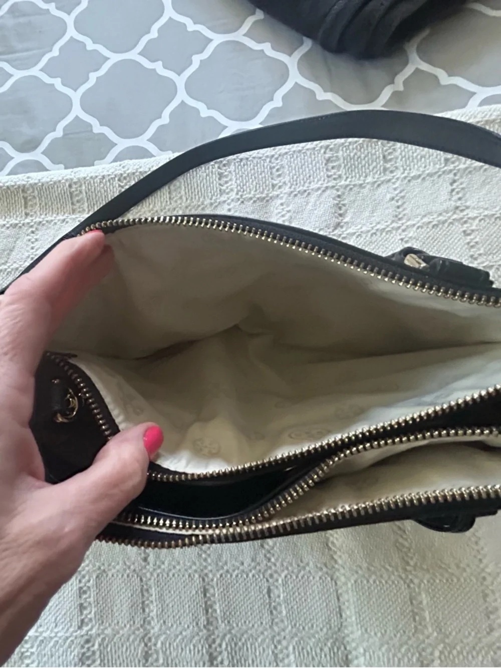 Tory Burch Black Perforated Leather Satchel - Women's Crossbody Tote